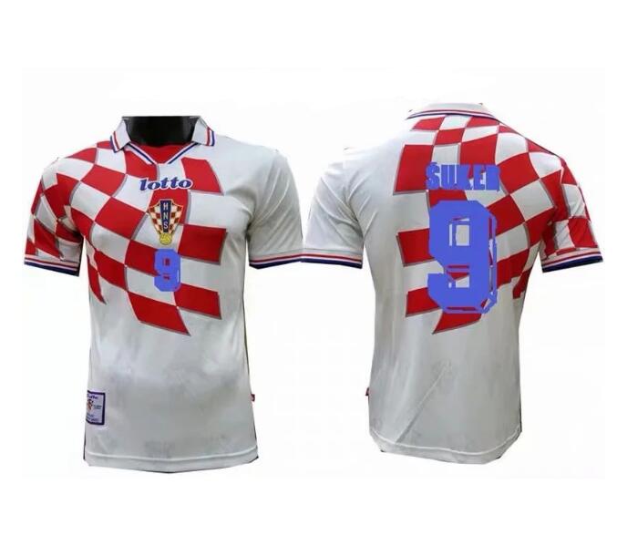 1998 Croatia Retro Home Kit Soccer Jersey SUKER #9